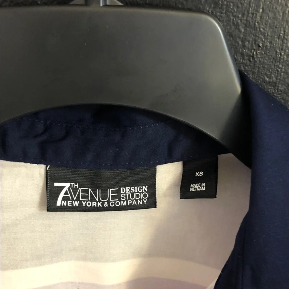 NY&C Cuff-Sleeve Striped Button-Up in Navy, Lavender, Light Blue - Picture 3 of 5